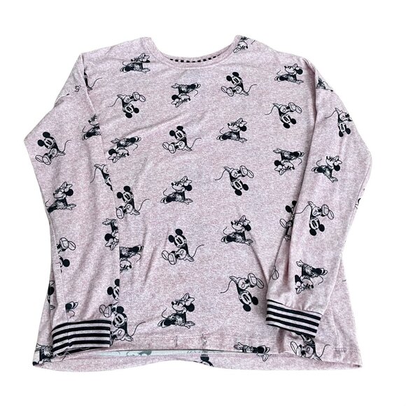 Disney Women's Lightweight Mickey & Minnie Pink Sweater Shirt Size Small - Picture 1 of 3